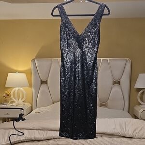 Alice + Olivia Sparkling Black Backless Dress Size M